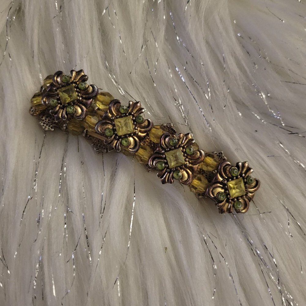 Green/Gold Beaded Stretch Bracelet